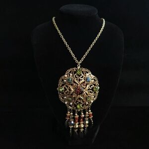 Florenza Reworked Vintage Necklace • Gold Filigree Medallion Statement